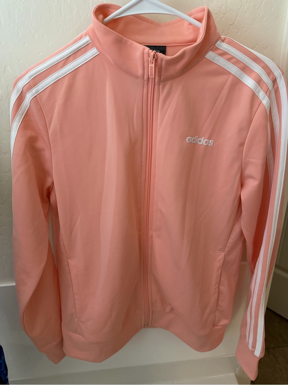 adidas Peach Pink Lightweight Track Jacket with White Accents